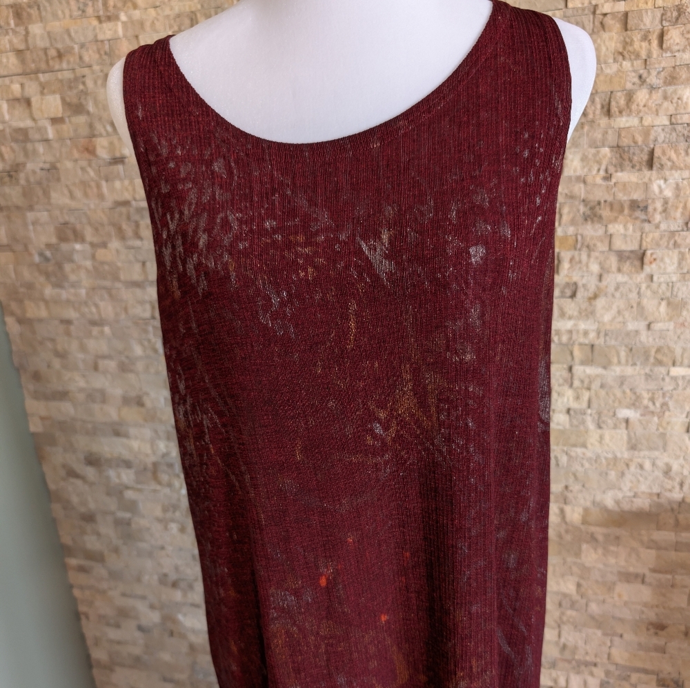 Burgundy Red Tank Maxi Dress XL Stretch 90s Dark Minimalist Artsy Moody Grunge image 3